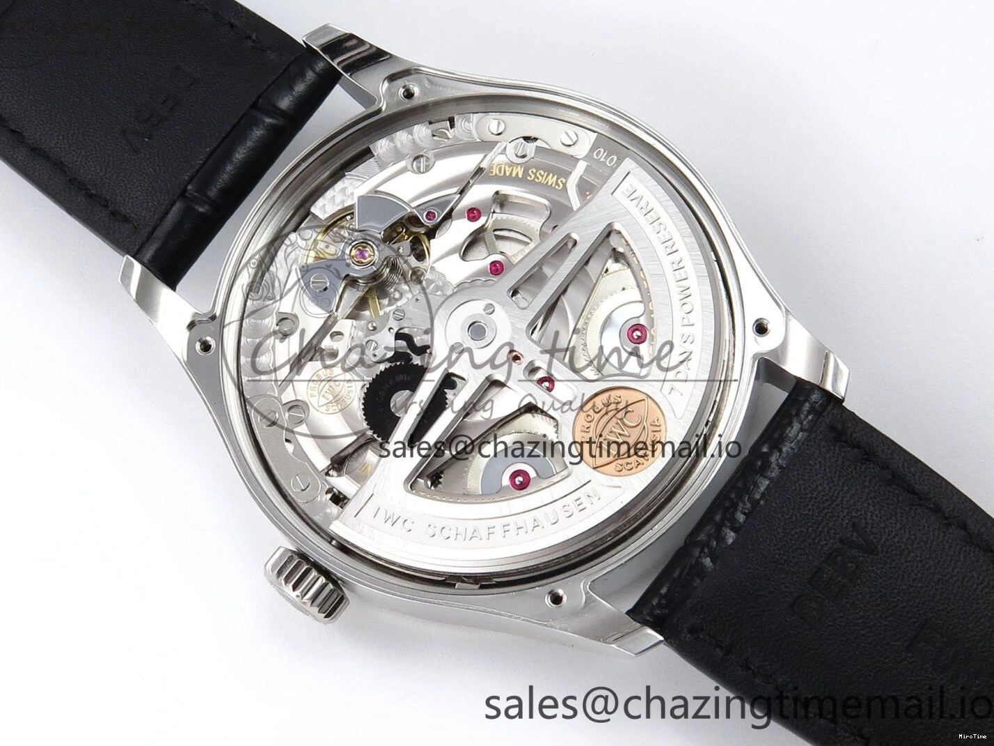 MIROTIME 0214 OnTrend Portugieser Automatic 42mm SS APSF 1:1 Best Edition White RG Dial on Black Leather Strap A 7010